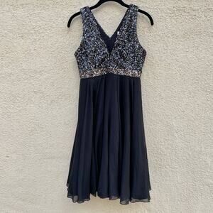 Dress The Population Black Silver Sequin Party Dress XS